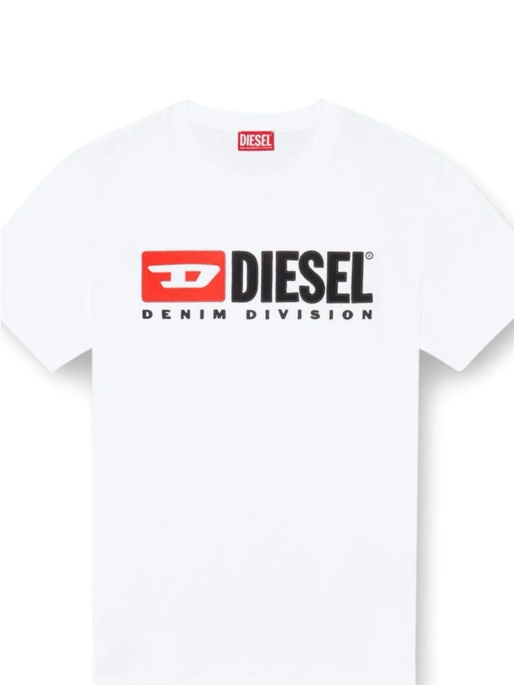 Diesel White Short Sleeve Tee with Red & Black Logo